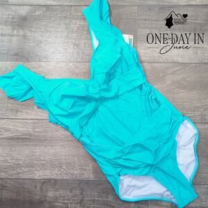 B2Prity Ruffle Shoulder Tummy Control One Piece Swimsuit Size L